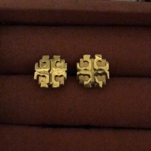 Tory Burch Logo Gold Stud Earrings